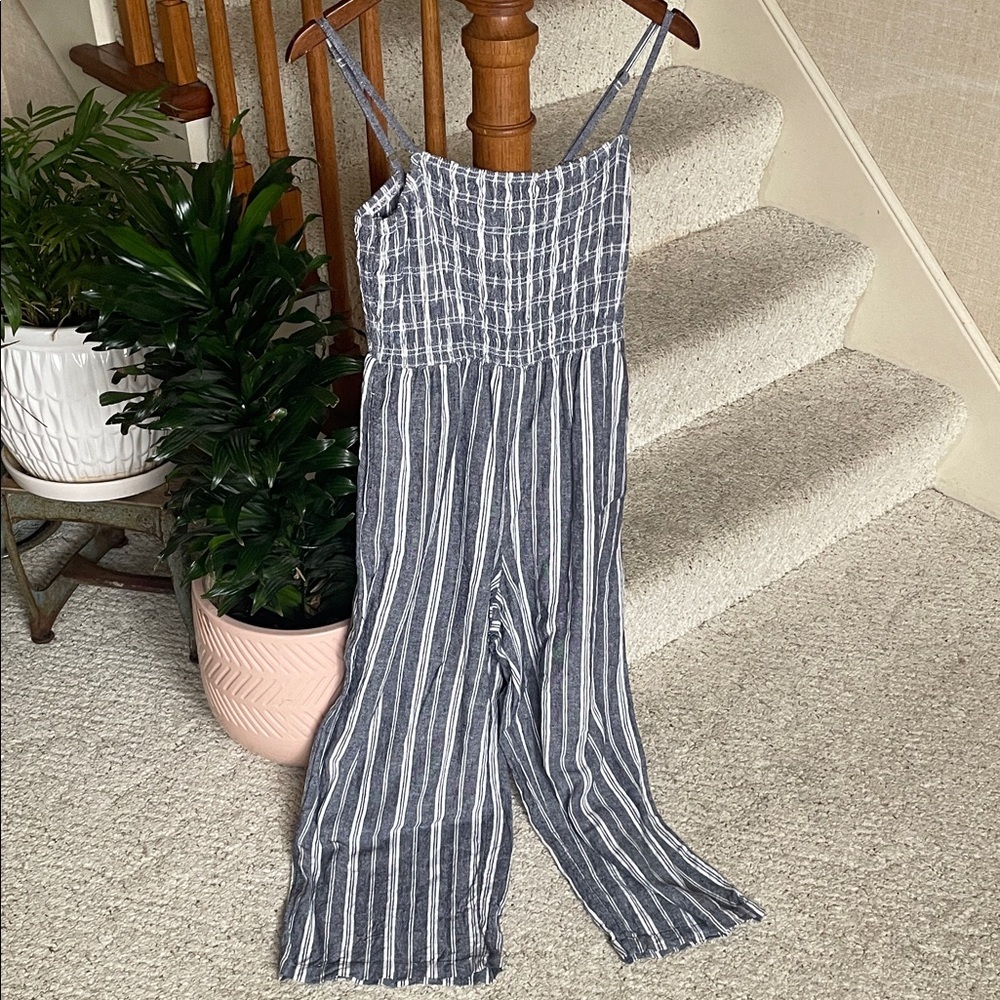 GAP Coastal Linen Blend Smocked Jumpsuit